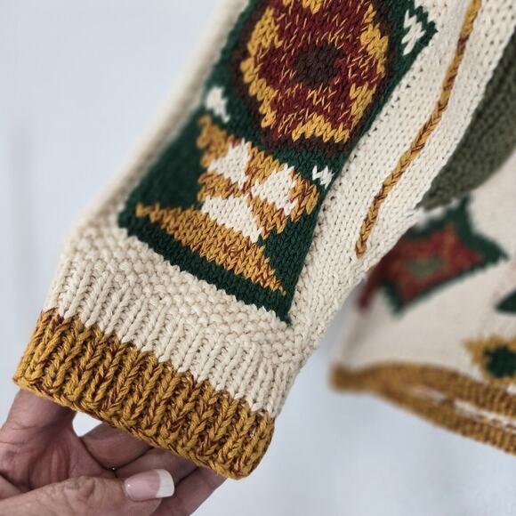 VTG Tony Lambert Cardigan Sweater S Ivory Multicolor Cabincore Cottagecore READ - Picture 6 of 15